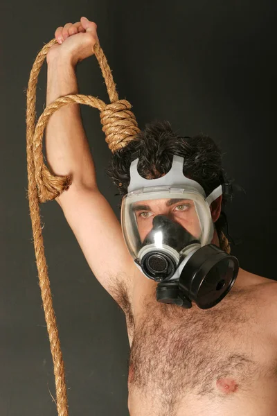 Man Wearing Gas Mask — Stock Photo, Image