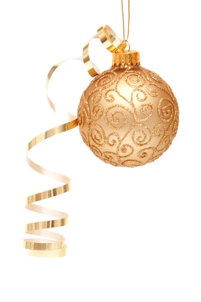 Gold Weihnachtsschmuck Auf Weißem Hintergrund — Stockfoto