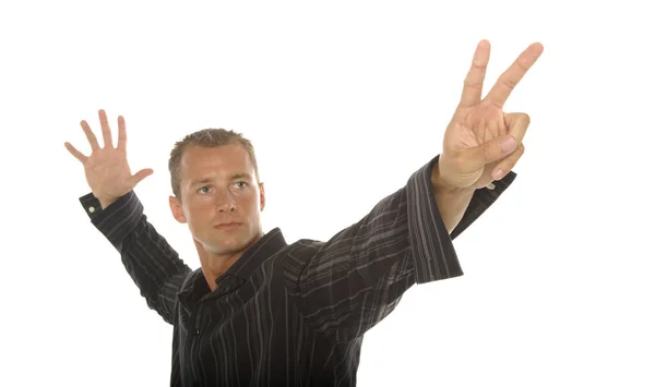 Hombre Guapo Sobre Fondo Blanco — Foto de Stock