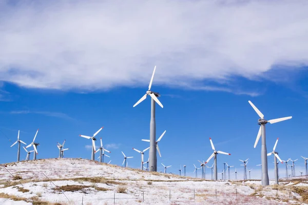 Wind Turbines Winter Generating Clean Energy — Stock Photo, Image