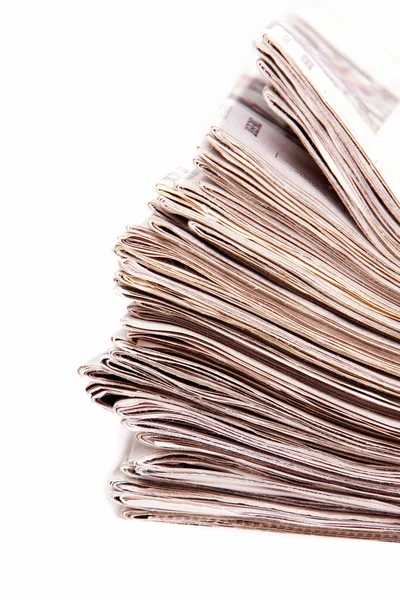 Stacked Newspapers White Background — Stock Photo, Image