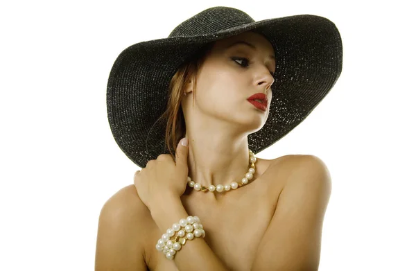 Sexy Woman Hat Jewelry — Stock Photo, Image