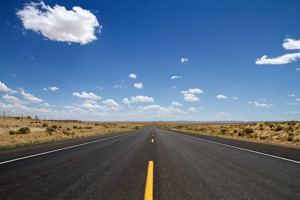 New Mexico 'da uzanan boş çöl yolu.