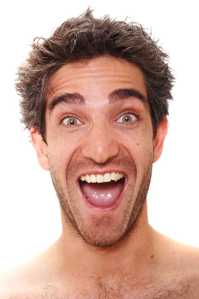Homme Avec Une Expression Faciale Heureuse — Photo