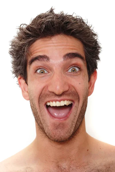 Hombre Con Expresión Facial Feliz — Foto de Stock
