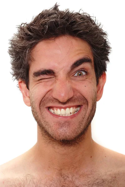 Hombre Con Expresión Facial Feliz — Foto de Stock