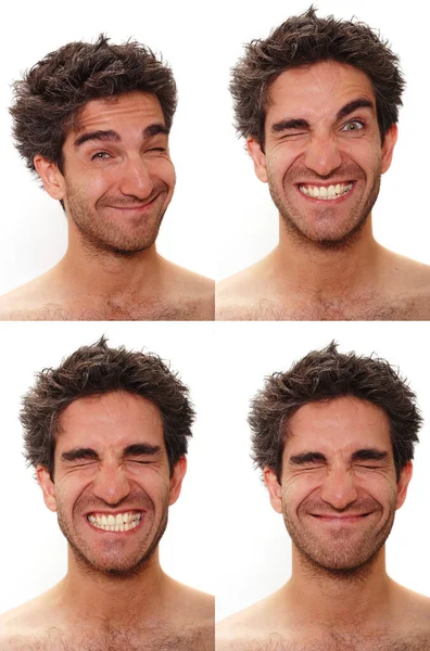 Hombre Joven Con Múltiples Expresiones Faciales — Foto de Stock