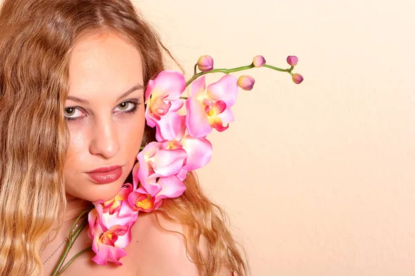 Beautiful Young Woman Orchid — Stock Photo, Image
