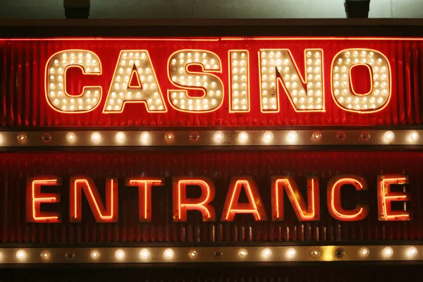 Neon Lichten Casino Entree Teken — Stockfoto