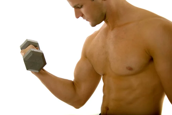 Young Male Excersizing Dumbbells — Stock Photo, Image