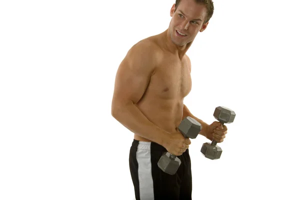 Young Male Excersizing Dumbbells — Stock Photo, Image