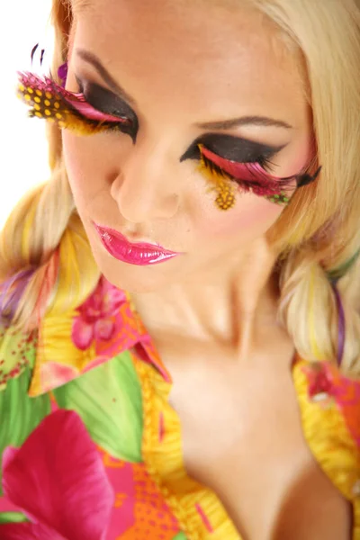 Woman Creative Colorful Makeup — Stock Photo, Image