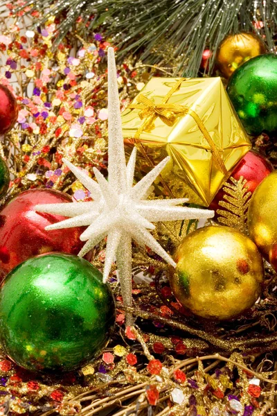 Barevné Dekorativní Vánoční Ozdoby Dovolenou — Stock fotografie