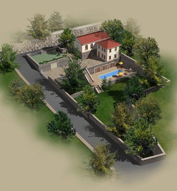 Tek bir aile evinin 3D görüntüsü