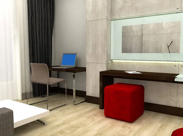 Rendering Hotel Room — Stock Photo, Image