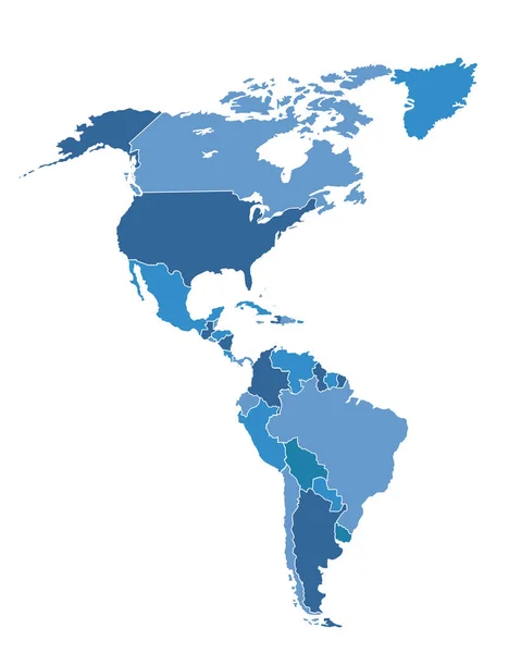 Amerikas Kartenvektor Isoliert — Stockvektor
