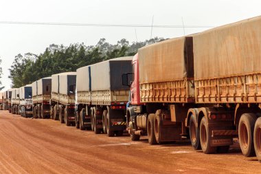 Mato Grosso Brezilya, Ekim 01, 2004: Kamyon kırsal bir yolda durdu