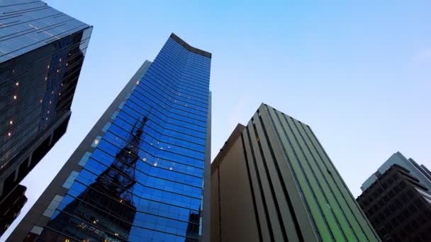 Widok Nowoczesnych Budynków Błękitne Niebo Paulista Avenue Brazylia — Wideo stockowe