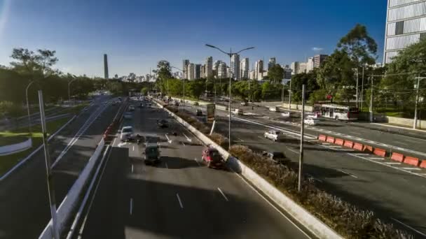 Brezilya Sao Paulo Nun Güneyindeki Ibirapuera Parkı Yakınlarındaki Maio Bulvarı — Stok video
