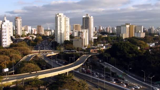 Flygfoto Trafiken Den Berömda Maio Avenue Sao Paulo Brasilien Denna — Stockvideo