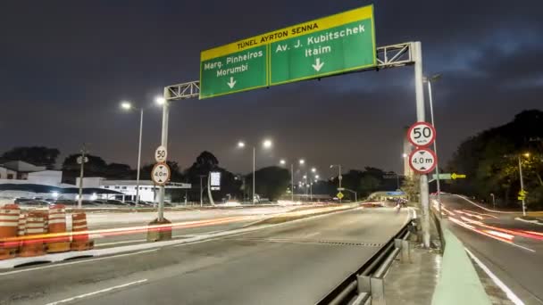 Sao Paulo Brasil Agosto 2021 Caducidad Nocturna Del Tráfico Pesado — Vídeos de Stock