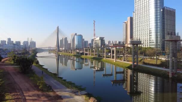 São Paulo Brasil Julho 2021 Tráfego Sobre Pinheiros Marginais Ponte — Vídeo de Stock