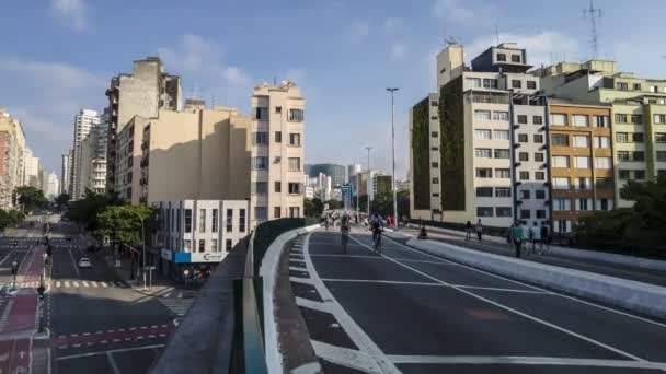 Sao Paulo Brazilië Oktober 2021 Motion Lapse Pedestrian Movement Elevado — Stockvideo