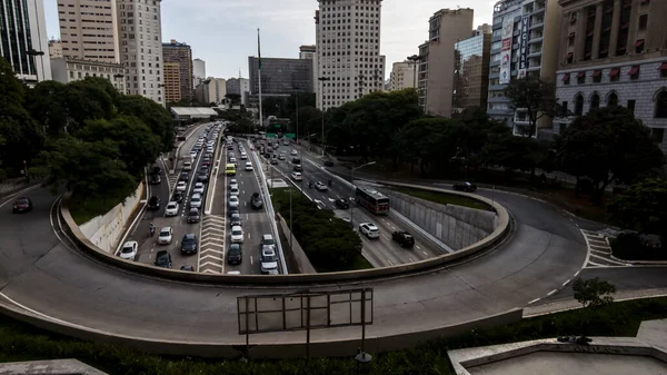 Sao Paulo Brasilien November 2021 Stau Eingang Des Anhangabau Tunnels — Stockfoto
