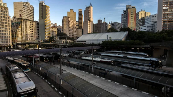 Сан Паулу Бразилія Листопада 2021 Року Переміщення Автобусів Пасажирів Автобусному — стокове фото
