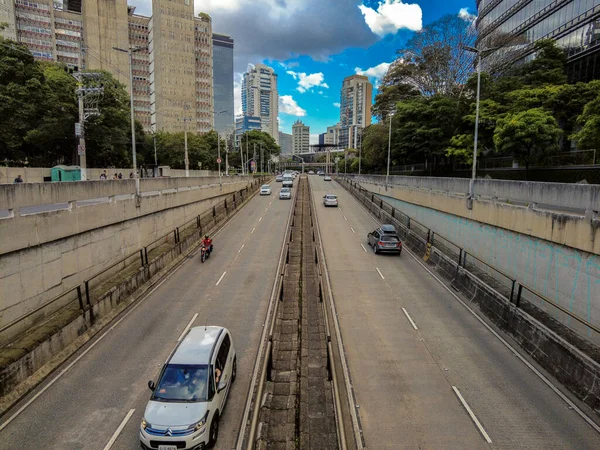 Sao Paulo Brazil November 2021 Vehicle Traffic Juscelino Kubitschek Avenue — Stock Photo, Image