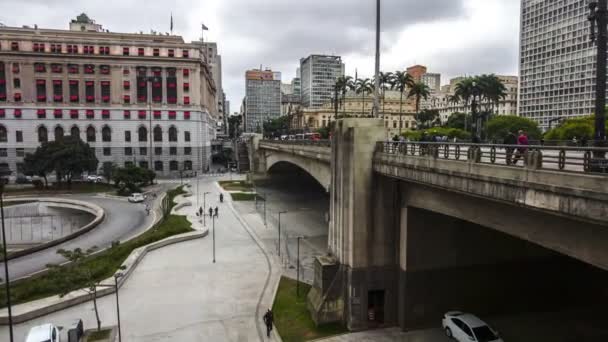 Anhangabau Valley Viaduct Tea Het Centrum Van Sao Paulo — Stockvideo