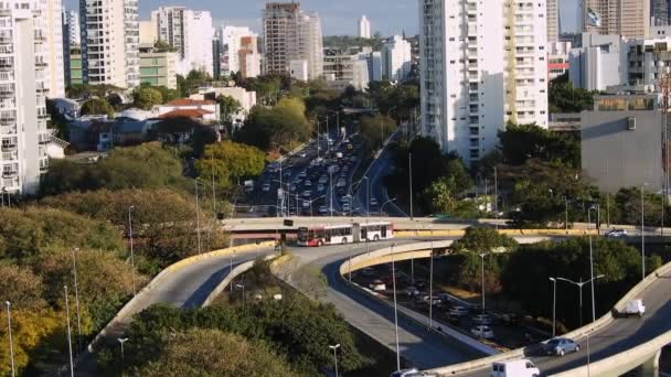 Vue Aérienne Circulation Sur Célèbre Avenue Maio Sao Paulo Brésil — Video