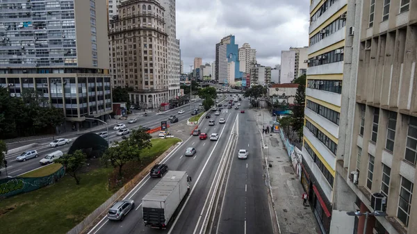 Traffico Sul Viale Prestes Maia Centro San Paolo — Foto Stock