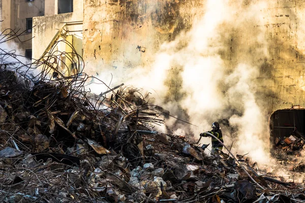 San Paolo Brasile Maggio 2018 Vigile Del Fuoco Brasiliano Combatte — Foto Stock