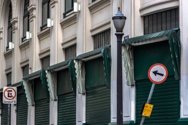 Sao Paulo, Brezilya, 13 Temmuz 2013. Portekizce Casa das Arcadas cephesi, Sao Paulo şehir merkezi, SP. 1920 'lerin ortalarında neoklasik tarzda inşa edilmiş. Projenin restorasyonu 2009 yılında tamamlandı..