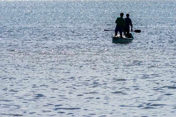 Santa Catarina Brazil April 2009 Fishermen Conceicao Lagoon Florianopolis City — Stock Photo, Image