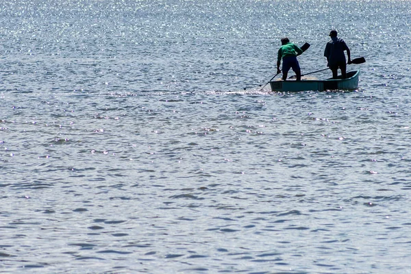 Santa Catarina Brasile Aprile 2009 Pescatori Sulla Laguna Conceicao Nella — Foto Stock