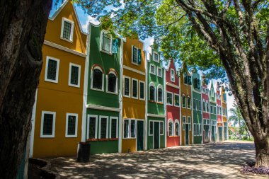 Tipik Hollanda binaları ve Holambra şehrindeki evler, Brezilya 'nın ana çiçek üreticisi ve Brezilya' nın en büyük göçmen kolonisine sahiptir.