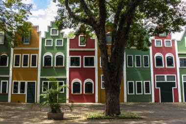 Tipik Hollanda binaları ve Holambra şehrindeki evler, Brezilya 'nın ana çiçek üreticisi ve Brezilya' nın en büyük göçmen kolonisine sahiptir.