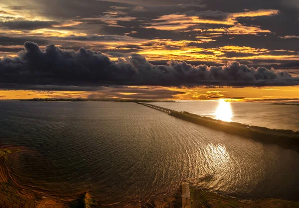 Вид Повітря Захід Сонця Юруміримському Озері Водосховище Дамби Аваре Штат — стокове фото