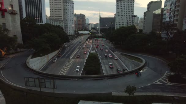 São Paulo Brasil Novembro 2021 Engarrafamento Entrada Túnel Anhangabau Avenida — Vídeo de Stock