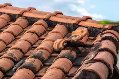 Brezilya evindeki çok renkli kil kil kiremit çatı