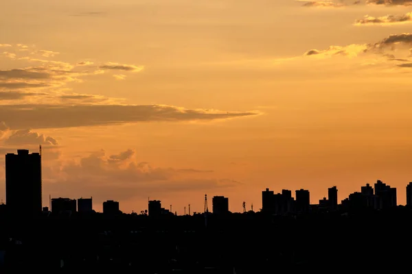 Silhouette Cityscaper Buildings Sunset Brazil — Stock Photo, Image