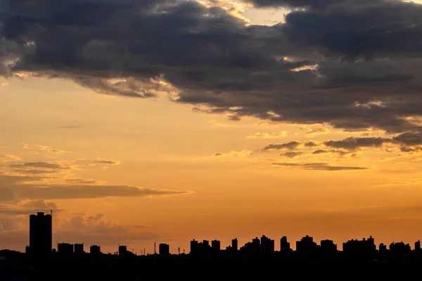 Silhouet Van Cityscaper Gebouwen Tijdens Een Zonsondergang Brazilië — Stockfoto