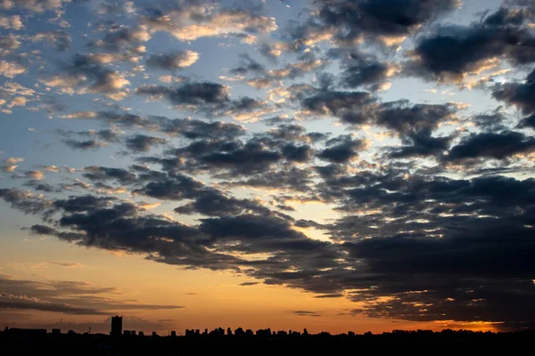 Silhueta Edifícios Cityscaper Durante Pôr Sol Brasil — Fotografia de Stock