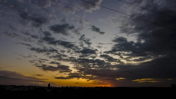 Silhueta Edifícios Cityscaper Durante Pôr Sol Brasil — Fotografia de Stock