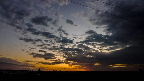 Silhueta Edifícios Cityscaper Durante Pôr Sol Brasil — Fotografia de Stock