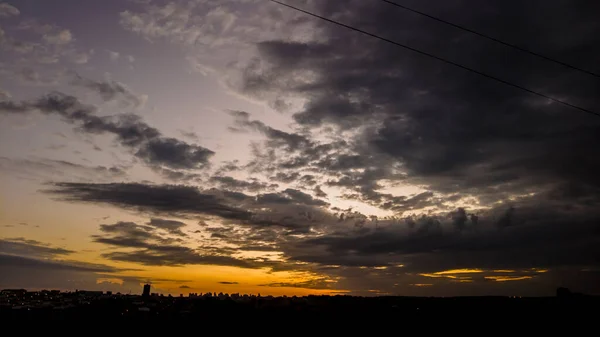 Silhouet Van Cityscaper Gebouwen Tijdens Een Zonsondergang Brazilië — Stockfoto
