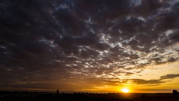 Silhueta Edifícios Cityscaper Durante Pôr Sol Brasil — Fotografia de Stock