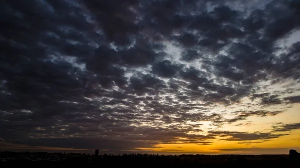 Silhueta Edifícios Cityscaper Durante Pôr Sol Brasil — Fotografia de Stock